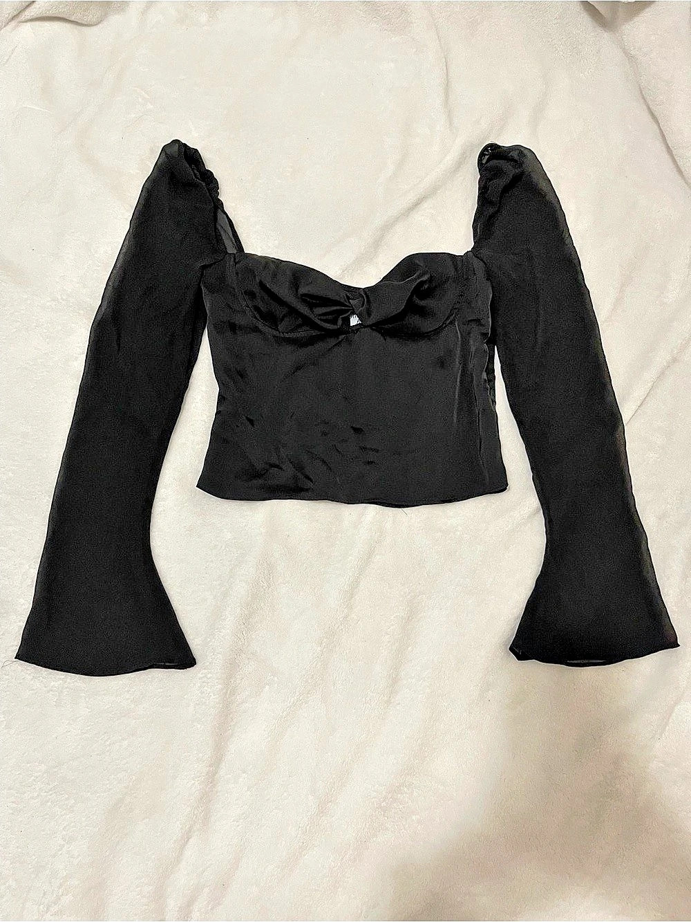 Princess Polly Black Long Sleeve Crop Top Size XXS Like New